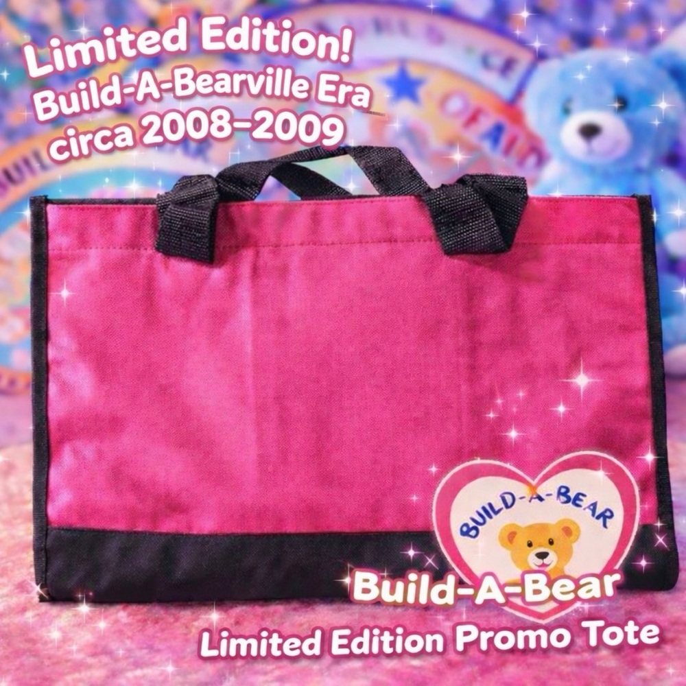 Build-A-Bear Promo Tote 2008 Build-A-Bearville Era NWT Pink Black Canvas Bag
